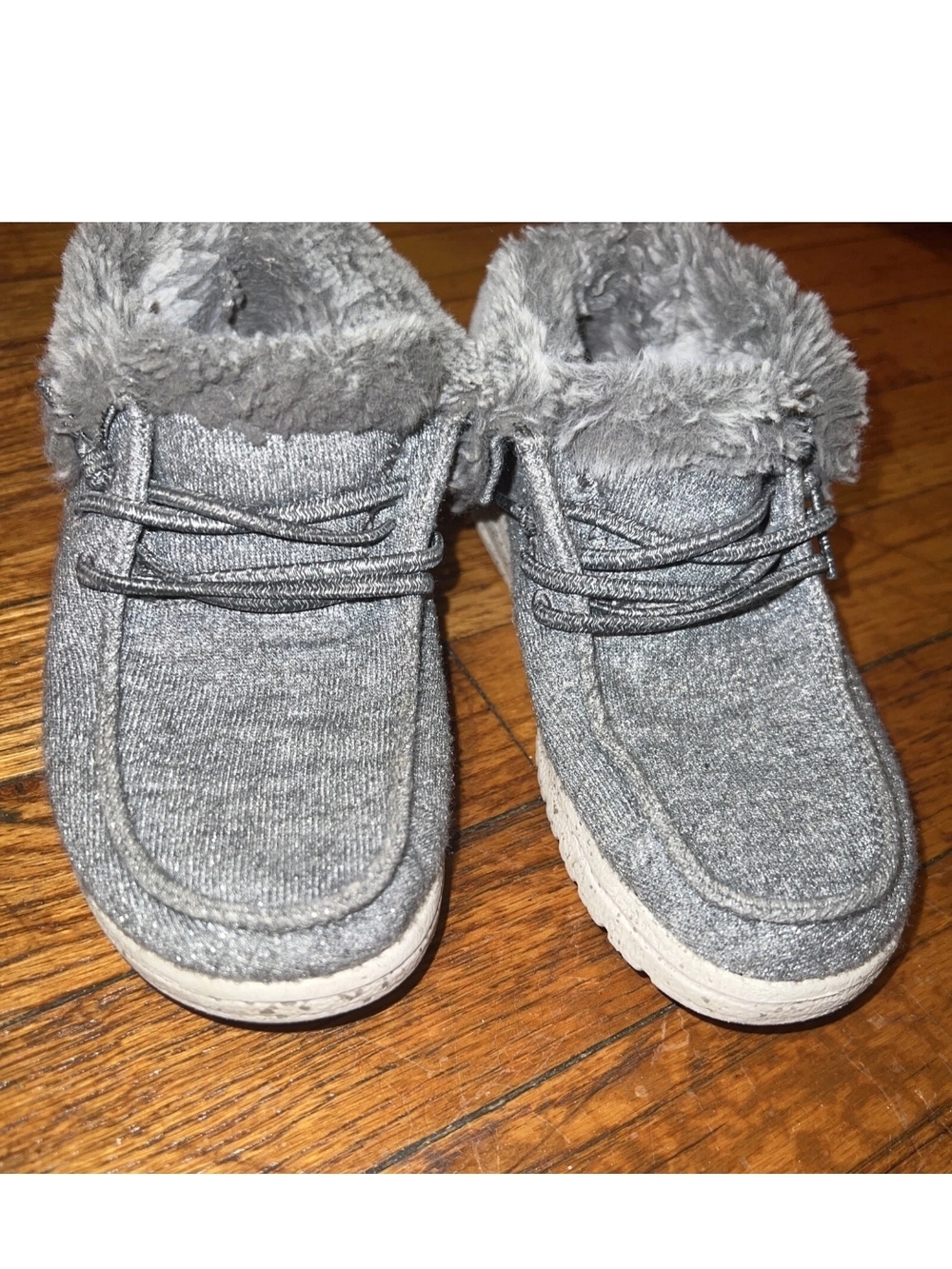 Hey Dude Kids' Gray Faux Fur Lined Moccasins